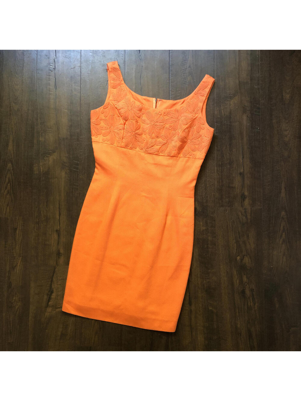 Vintage 1990's Carmen Marc Valvo Collection Orange Cocktail Formal Party Dress 6